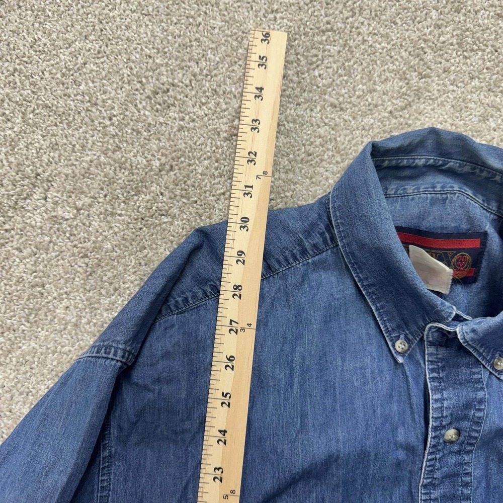 Wrangler TwentyX Denim Shirt Mens XL Blue Western Rodeo Embroidered Long Sleeve - Picture 8 of 10